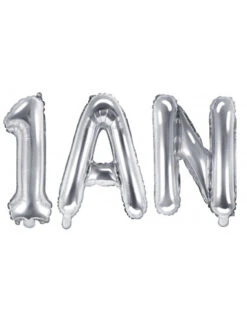 Kit Petit Ballon Anniversaire 1 An Argent 34 Cms