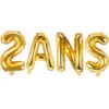 Kit Petit Ballon Anniversaire 2 Ans Doré 34 Cms