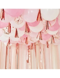 Kit Plafond De Ballons Roses Et Tassels Rose Gold