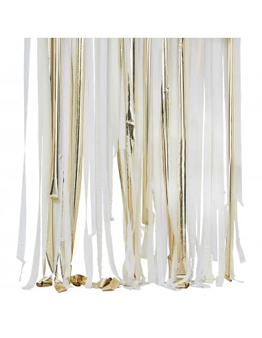 Kit Rideau Rubans Crépon Blanc, Ivoire, Doré 1 Kit Rideau Rubans Crépon Blanc, Ivoire, Doré