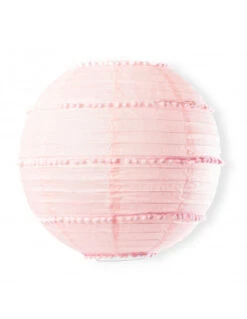 Lampion En Papier Rose Clair Avec Pompons