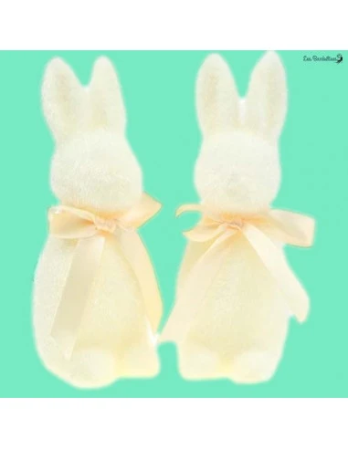 Lapin De Pâques Flocké Ivoire 15 Cms 2 Lapin De Pâques Flocké Ivoire 15 Cms – Image 2