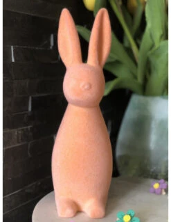 Lapin De Pâques Flocké Pêche 30Cms