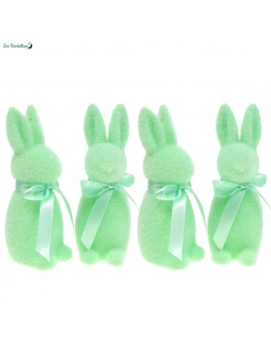 Lapin De Pâques Flocké Vert Menthe 15 Cms 2 Lapin De Pâques Flocké Vert Menthe 15 Cms – Image 2