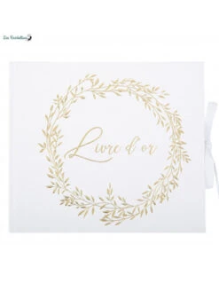 Livre D'Or Blanc Ecriture Dorée Champêtre