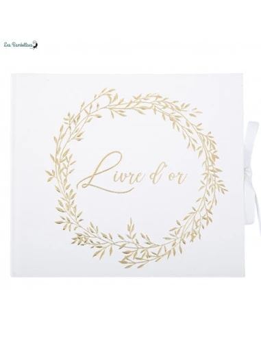 Livre D'Or Blanc Ecriture Dorée Champêtre 1 Livre D'Or Blanc Ecriture Dorée Champêtre