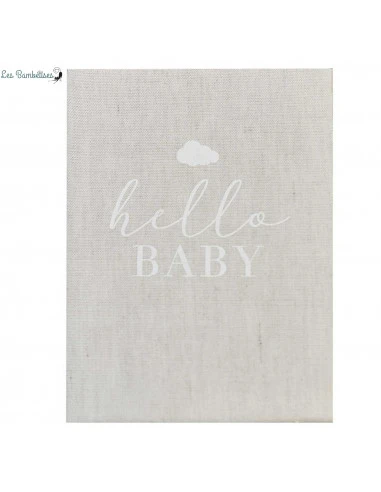 Livre D'Or En Lin Hello Baby Ivoire 2 Livre D'Or En Lin Hello Baby Ivoire – Image 2