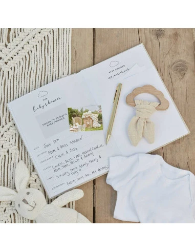 Livre D'Or En Lin Hello Baby Ivoire 3 Livre D'Or En Lin Hello Baby Ivoire – Image 3