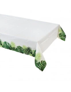Nappe En Papier Ivoire Avec Feuilles De Palmiers Sur Côté