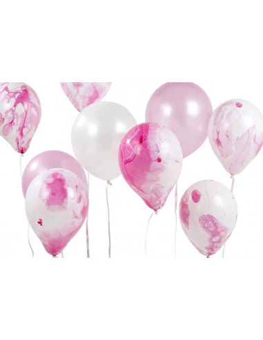 Pack De 12 Ballons Marbrés Roses Et Blancs 1 Pack De 12 Ballons Marbrés Roses Et Blancs