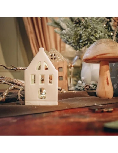Petite Maison Blanche En Céramique Avec Led 4 Petite Maison Blanche En Céramique Avec Led – Image 4