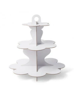 Présentoir à Gateaux 3 Etages En Carton Blanc