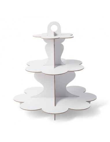 Présentoir à Gateaux 3 Etages En Carton Blanc 1 Présentoir à Gateaux 3 Etages En Carton Blanc