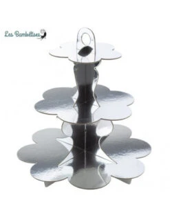 Présentoir Gateau 3 Etages Carton Argent
