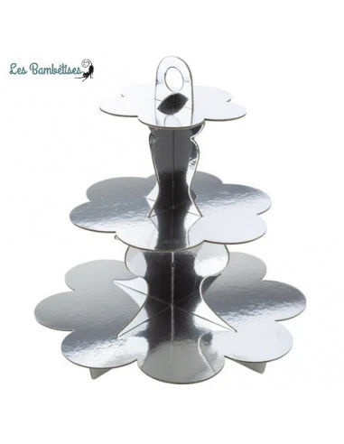 Présentoir Gateau 3 Etages Carton Argent 1 Présentoir Gateau 3 Etages Carton Argent