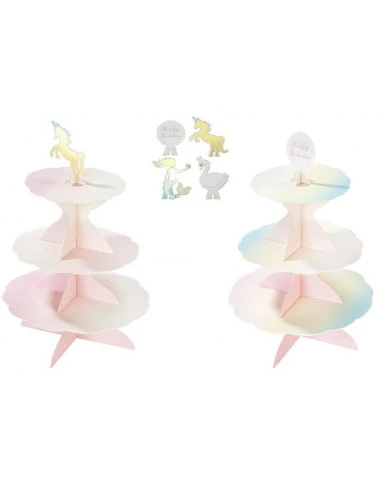 Présentoir Gateau Pastel Avec 4 Cake Toppers Et Plateau Réversible 1 Présentoir Gateau Pastel Avec 4 Cake Toppers Et Plateau Réversible