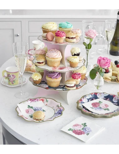 Présentoir Gateaux 3 Etages Réversible Imprimé Fleurs 2 Présentoir Gateaux 3 Etages Réversible Imprimé Fleurs – Image 2