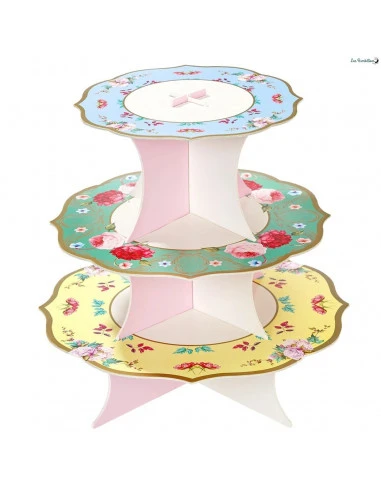 Présentoir Gateaux 3 Etages Réversible Imprimé Fleurs 3 Présentoir Gateaux 3 Etages Réversible Imprimé Fleurs – Image 3